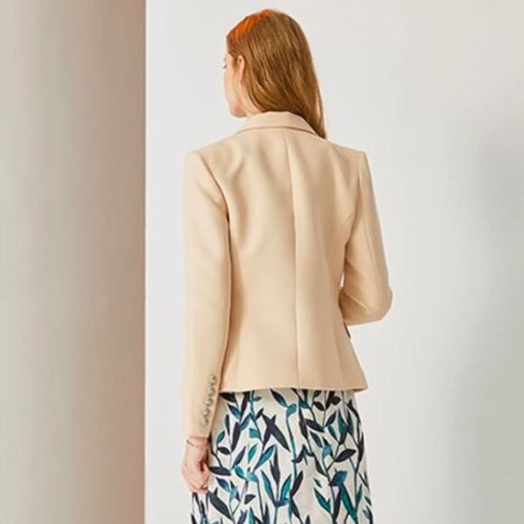 House of Harlow 1960 Double Breasted Single Closure Blazer in Beige Tan L NWOT - Picture 2 of 12